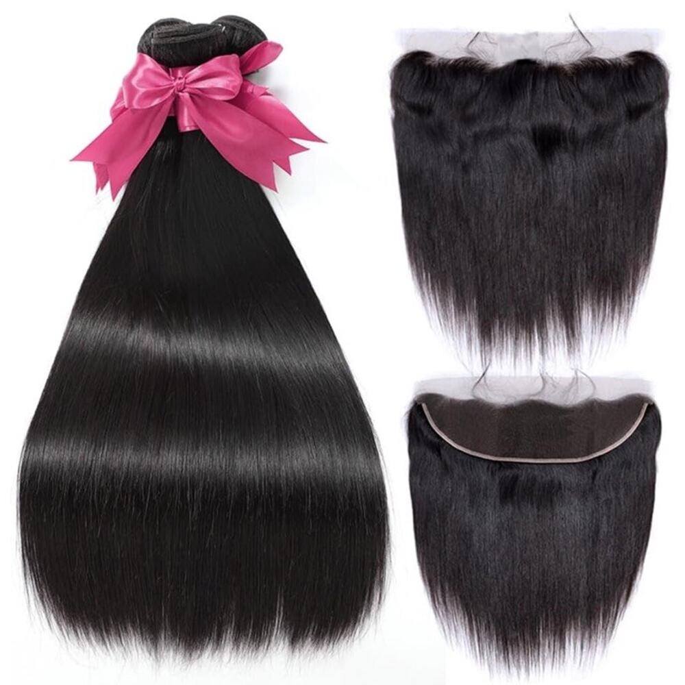 10A Human Hair 16 18 20 22 In Brazilian Virgin Human Hair Bundle With Frontal - Picture 2 of 6